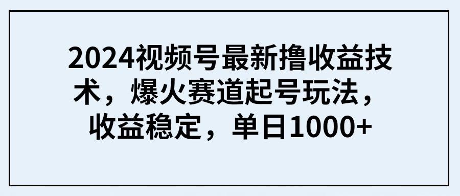 (9651期) 视频号最新撸收益技术，爆火赛道起号玩法，收益稳定，单日1000+-冒泡网