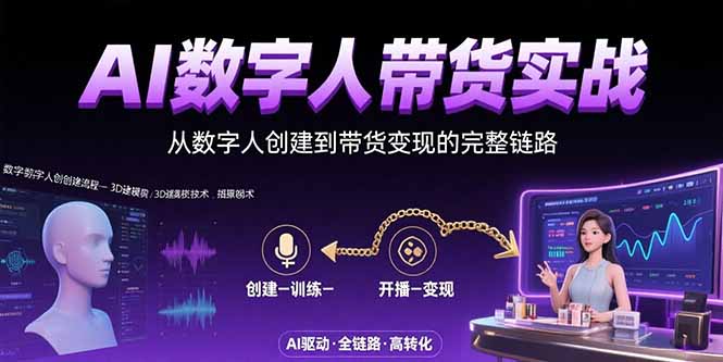 AI数字人+带货实战:从数字人创建到带货变现的完整链路-冒泡网