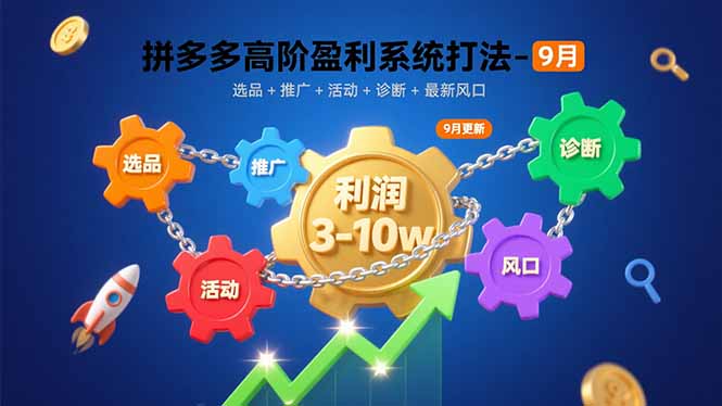 拼多多高阶盈利系统打法-9月:选品+推广+活动+诊断+最新风口,月利润3-10w-冒泡网
