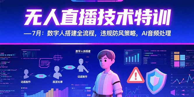 无人直播技术特训-7月:数字人搭建全流程,违规防风策略,AI音频处理-冒泡网
