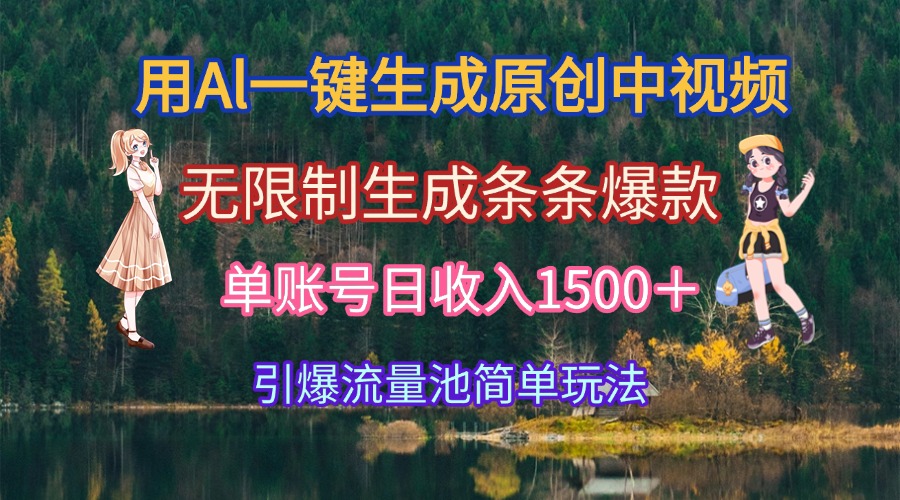 用Al一键生成原创中视频,无限制生成条条爆款,单账号日收入1500+引爆…-冒泡网