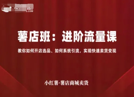 小红薯薯店商城卖货,进阶流量课,教你如何开店选品、如何系统引流,实现快速卖货变现-冒泡网