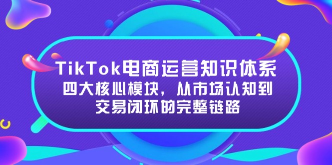 TikTok电商运营知识体系:四大核心模块,从市场认知到交易闭环的完整链路-冒泡网