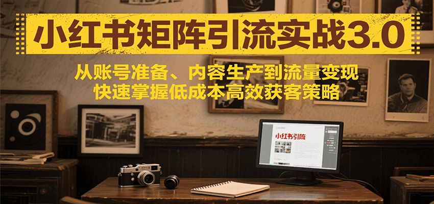 小红书矩阵引流3.0,从账号准备、内容生产到流量变现,快速掌握低成本高效获客策略-冒泡网