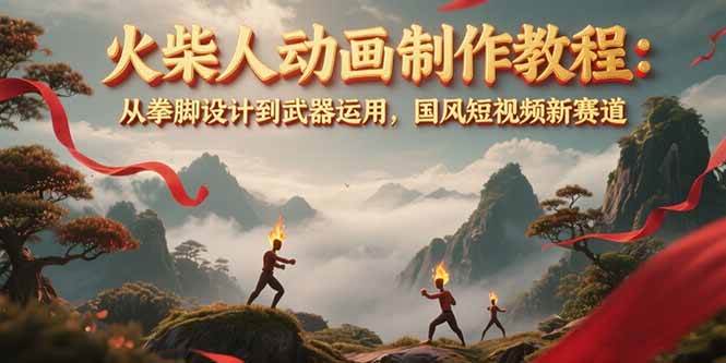 火柴人动画制作教程:从拳脚设计到武器运用,国风短视频新赛道-冒泡网