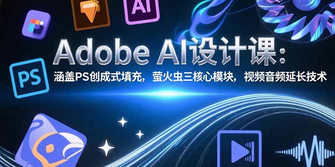 Adobe AI设计课:涵盖PS创成式填充,萤火虫三核心模块,视频音频延长技术-冒泡网