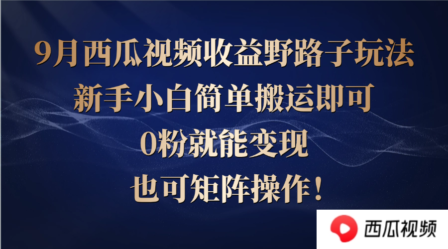 西瓜视频收益野路子玩法,新手小白简单搬运即可,0粉就能变现,也可矩…-冒泡网