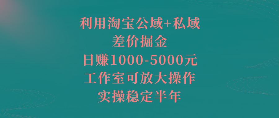 利用淘宝公域+私域差价掘金,日赚1000-5000元,工作室可放大操作,实操…-冒泡网