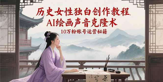 历史女性独白创作教程,AI绘画声音克隆术,10万粉账号运营秘籍-冒泡网
