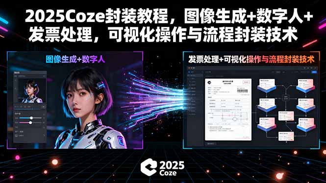 2025Coze封装教程,图像生成+数字人+发票处理,可视化操作与流程封装技术-冒泡网