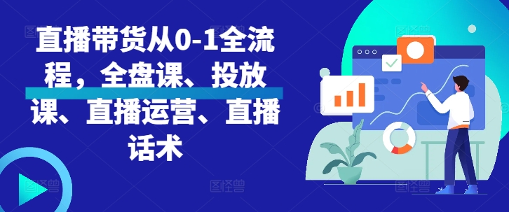 直播带货从0-1全流程,全盘课、投放课、直播运营、直播话术-冒泡网