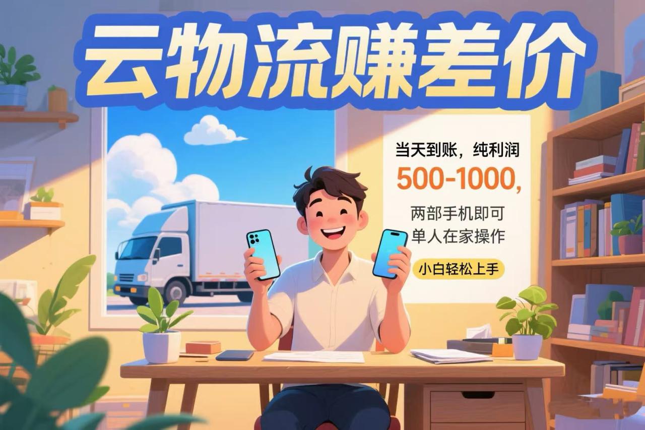 云物流赚差价 当天到账纯利润500-1000 两部手机即可 可单人在家操作 小…-冒泡网