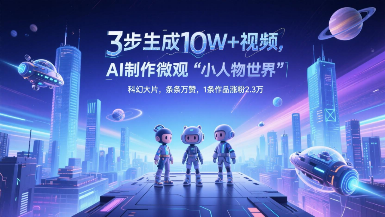 三步生成10W+视频，AI制作微观“小人物世界”科幻大片，条条万赞，1条作品涨粉2.3万-冒泡网