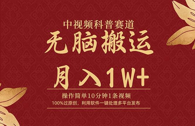 (9846期)中视频科普赛道,10分钟1条视频,条条爆款,100%过原创,无脑搬运月入1W+-冒泡网