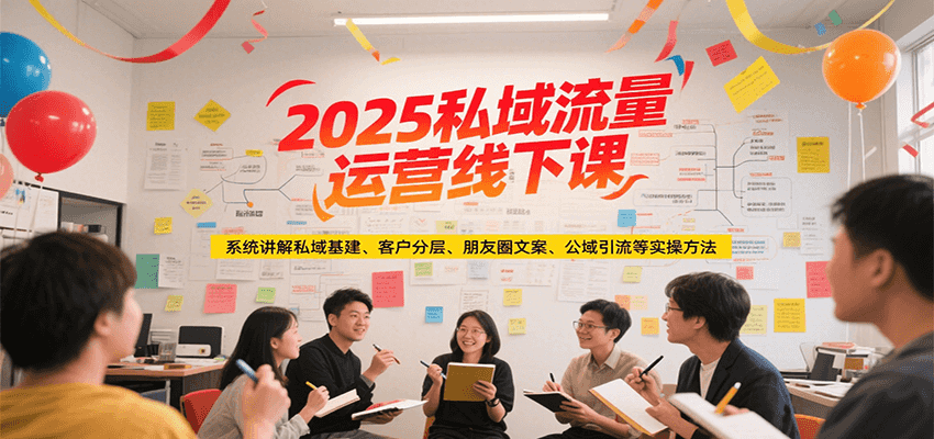 2025私域流量运营线下课,系统讲解私域基建/客户分层/朋友圈文案/公域引流等实操方法-冒泡网