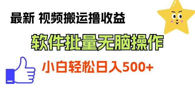 最新视频搬运撸收益,软件无脑批量操作,新手小白轻松上手-冒泡网