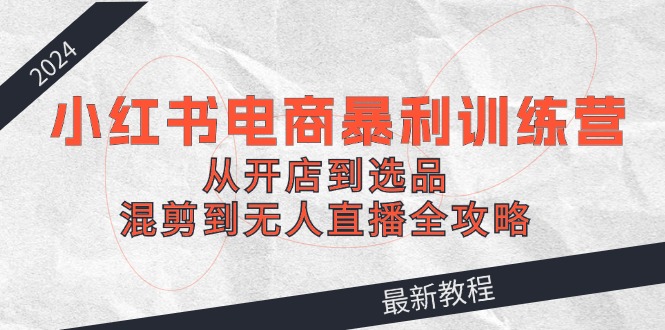 小红书电商暴利训练营：从开店到选品，混剪到无人直播全攻略-冒泡网