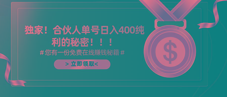 (10028期)合伙人广告撸金最新玩法,每天单号400纯利-冒泡网