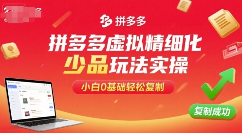 拼多多虚拟精细化少品玩法实操,小白0基础轻松复制-冒泡网