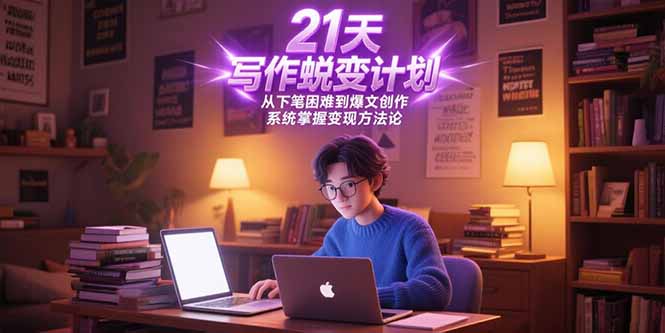 21天写作蜕变计划,从下笔困难到爆文创作,系统掌握变现方法论-冒泡网