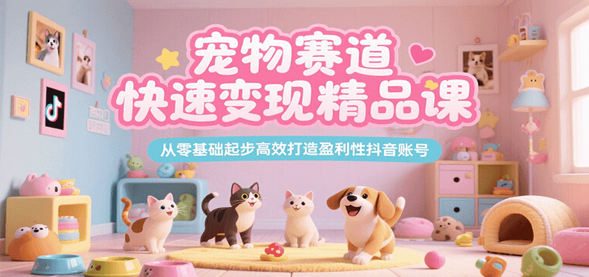 宠物赛道快速变现精品课,从零基础起步高效打造盈利性抖音账号-冒泡网