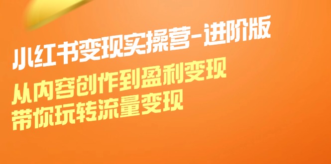 小红书变现实操营进阶版：从内容创作到盈利变现，带你玩转流量变现-冒泡网