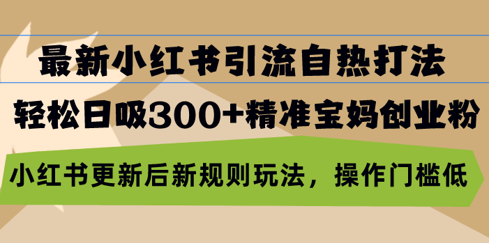 最新小红书引流自热打法,轻松日吸300+精准宝妈创业粉,小红书更新后新…-冒泡网
