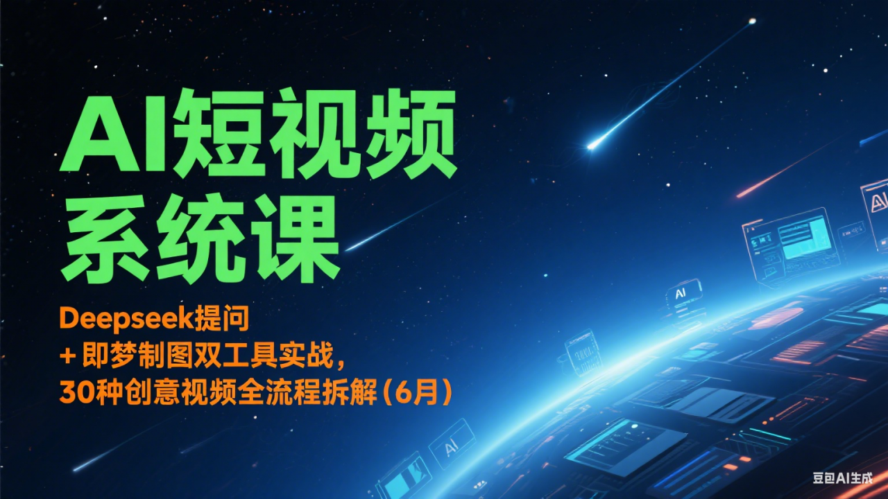 AI短视频系统课:Deepseek提问 + 即梦制图双工具实战,30种创意视频全流程拆解(6月)-冒泡网