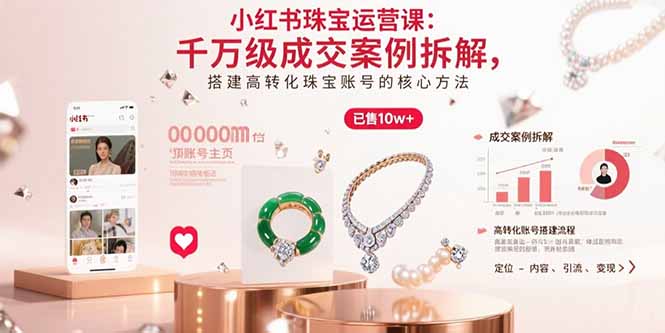 小红书珠宝运营课:千万级成交案例拆解,搭建高转化珠宝账号的核心方法-冒泡网