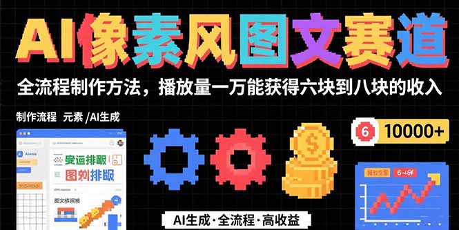 AI像素风图文赛道：全流程制作方法，播放量一万能获得6块到8块的收入-冒泡网