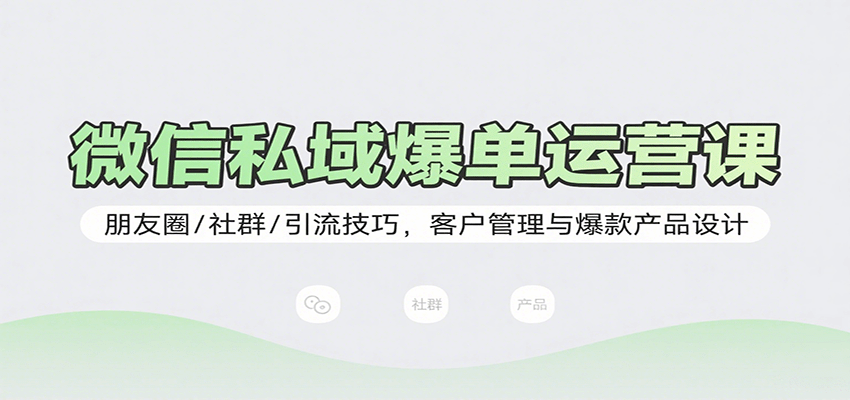 微信私域爆单运营课:朋友圈/社群/引流技巧,客户管理与爆款产品设计-冒泡网