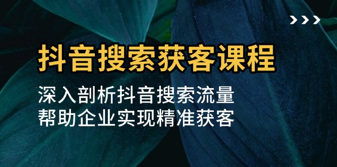 抖音搜索获客课程:深入剖析抖音搜索流量,帮助企业实现精准获客-冒泡网