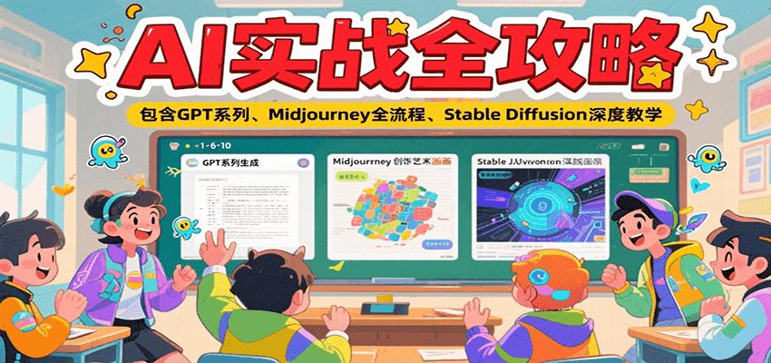 AI实战全攻略,包含GPT系列、Midjourney全流程、Stable Diffusion深度教学-冒泡网