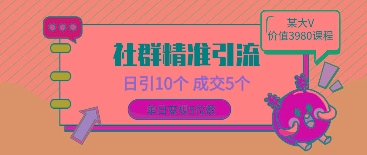 (9870期)社群精准引流高质量创业粉,日引10个,成交5个,变现五位数-冒泡网