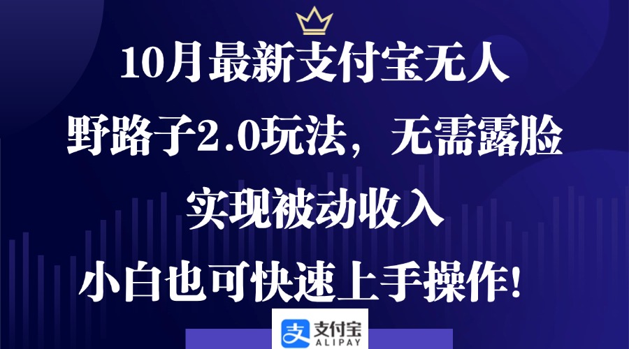 10月最新支付宝无人野路子2.0玩法,无需露脸,实现被动收入,小白也可…-冒泡网