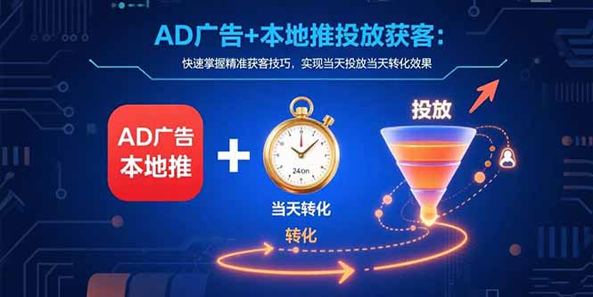 AD广告+本地推投放获客：快速掌握精准获客技巧，实现当天投放当天转化效果-冒泡网
