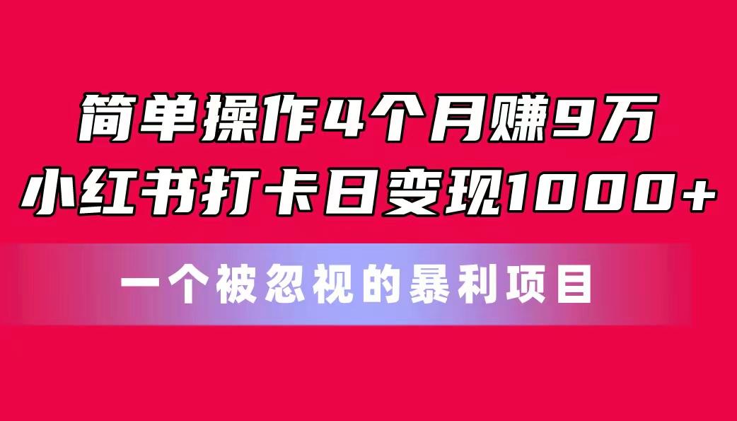 简单操作4个月赚9万!小红书打卡日变现1000+!一个被忽视的暴力项目-冒泡网
