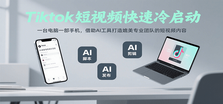 Tiktok短视频快速冷启动,一台电脑一部手机,借助AI工具打造媲美专业团队的短视频内容-冒泡网