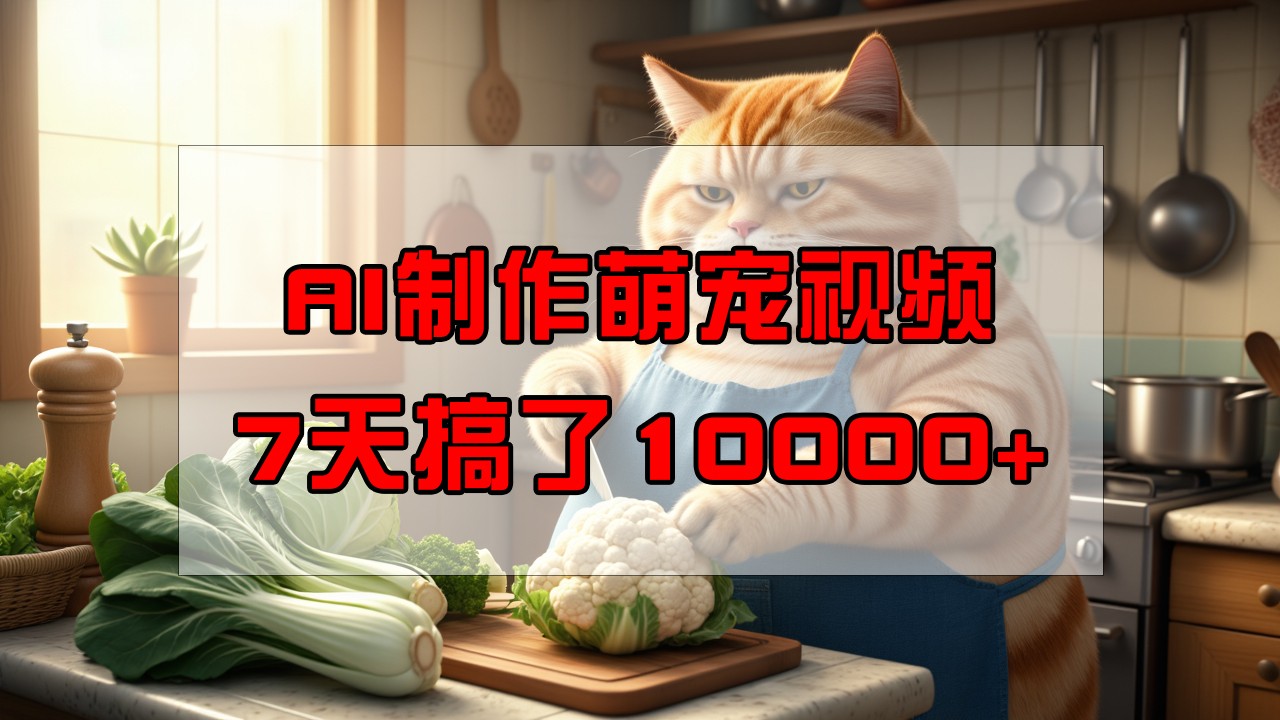 靠AI制作萌宠视频,7天搞了1万+,操作简单门槛低,有手机就行-冒泡网