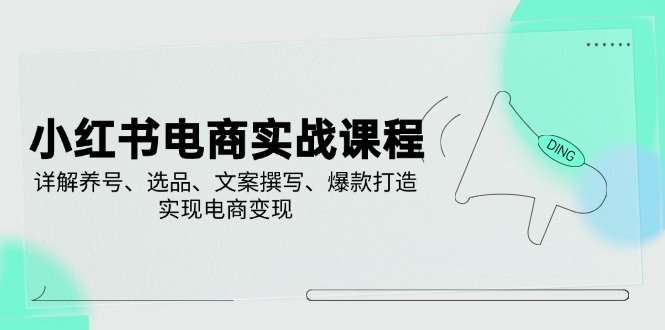 小红书电商实战课程,详解养号、选品、文案撰写、爆款打造,实现电商变现-冒泡网