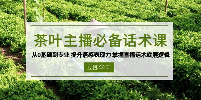 茶叶 主播必备话术课 从0基础到专业 提升语感表现力 掌握直播话术底层逻辑-冒泡网