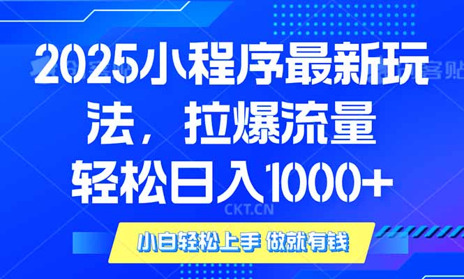 2025年小程序最新玩法,流量直接拉爆,单日稳定变现1000+-冒泡网