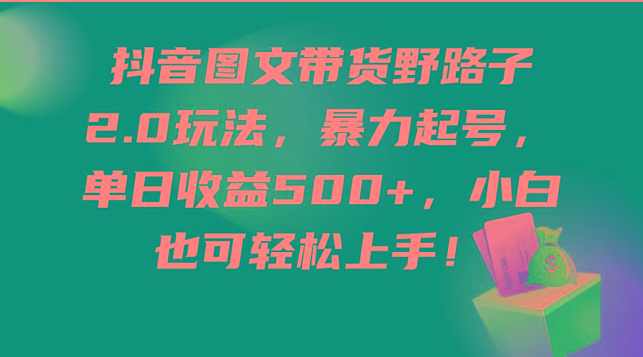 (9790期)抖音图文带货野路子2.0玩法,暴力起号,单日收益500+,小白也可轻松上手!-冒泡网