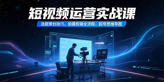 短视频运营实战课,选题策划技巧,拍摄剪辑全流程,起号思维导图-冒泡网