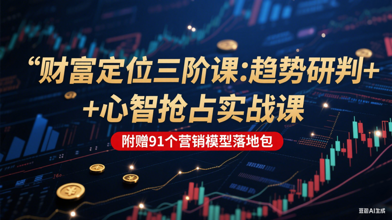 财富定位三阶:趋势研判 + 心智抢占实战课,附赠91个营销模型落地包-冒泡网
