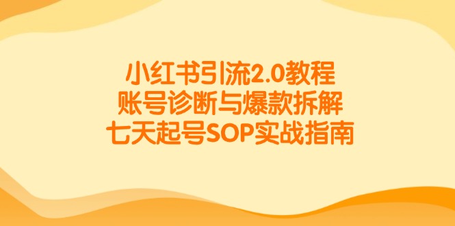 小红书引流2.0教程,账号诊断与爆款拆解,七天起号SOP实战指南-冒泡网