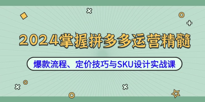 掌握拼多多运营精髓:爆款流程、定价技巧与SKU设计实战课-冒泡网