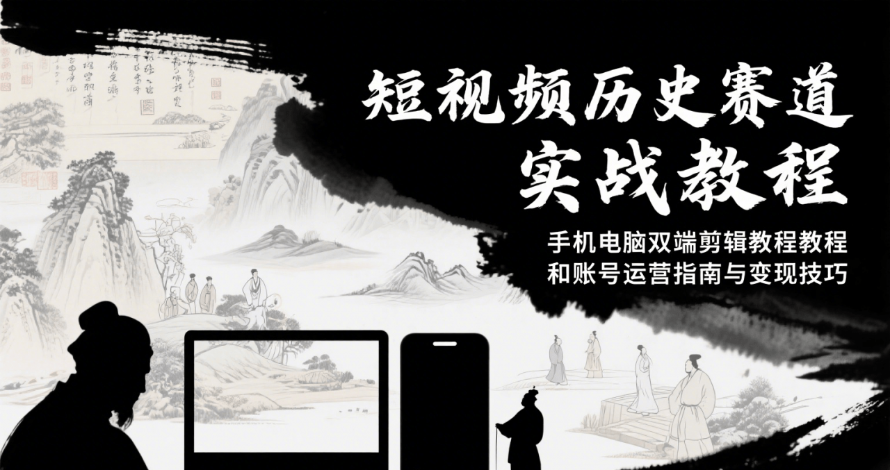 短视频历史赛道实战教程,手机电脑双端剪辑教程和账号运营指南与变现技巧-冒泡网