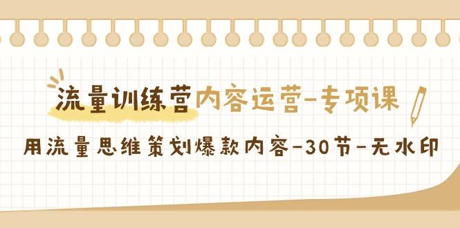 流量训练营之内容运营-专项课,用流量思维策划爆款内容-30节-无水印-冒泡网