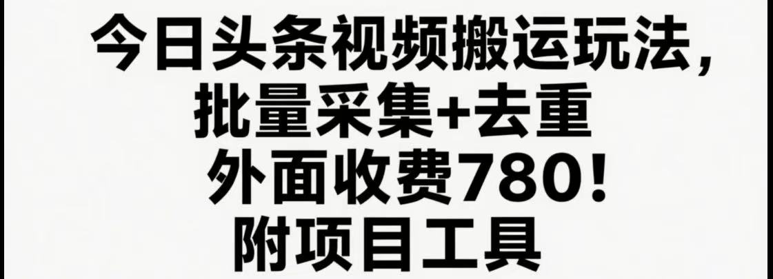 今日头条视频搬运玩法,软件一键去重,轻松日入500+附项目工具-冒泡网